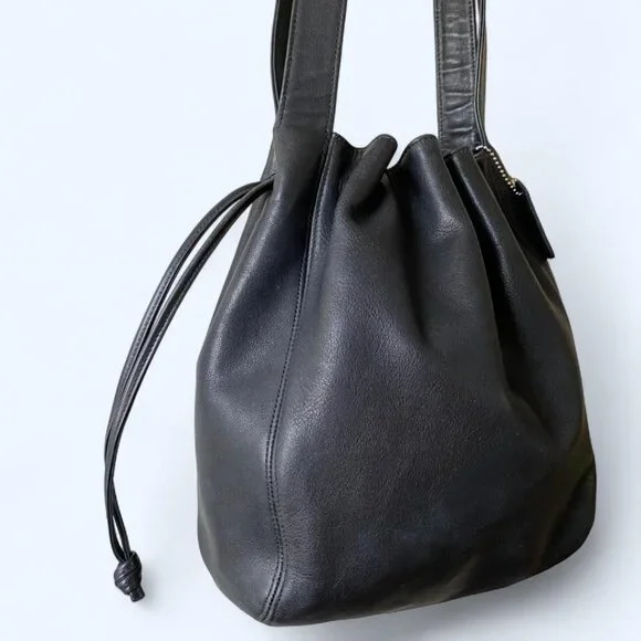 Vintage Coach Lexington Drawstring No. 4180 Black Leather Made in Italy - Picture 3 of 10